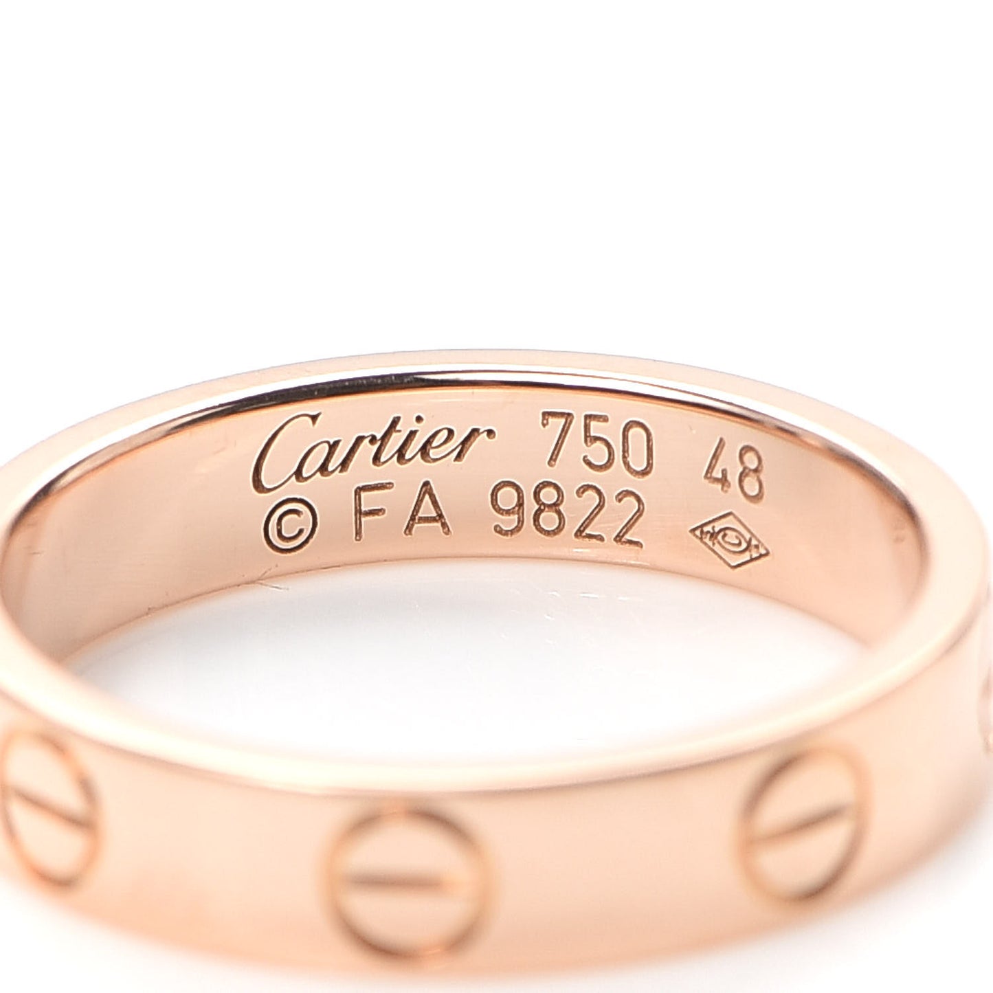 18K Pink Gold 3.5mm LOVE Wedding Band Ring 48 4.5