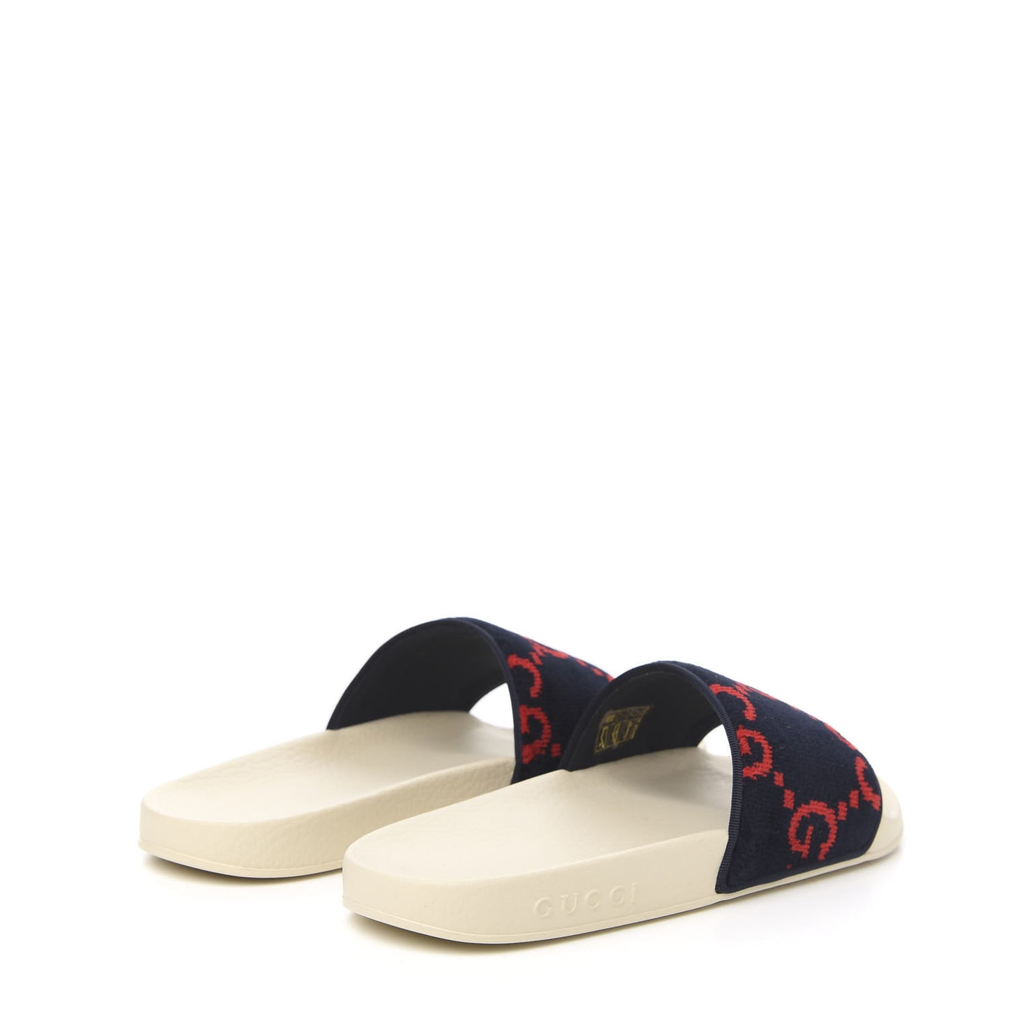 Velvet GG Monogram Slide Sandals 38 Blue Red