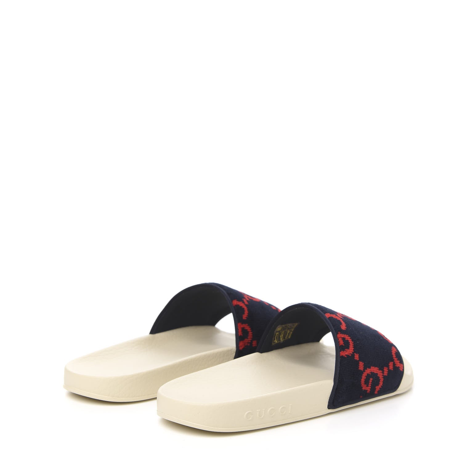 Gucci Velvet GG Monogram Slide Sandals 38 Blue Red 4 of 8