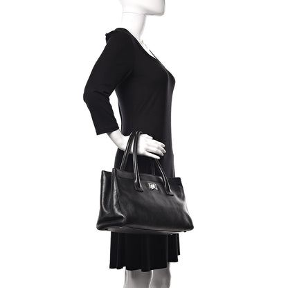 Chanel Calfskin Mademoiselle Lock Cerf Shopper Tote Black 2 of 12