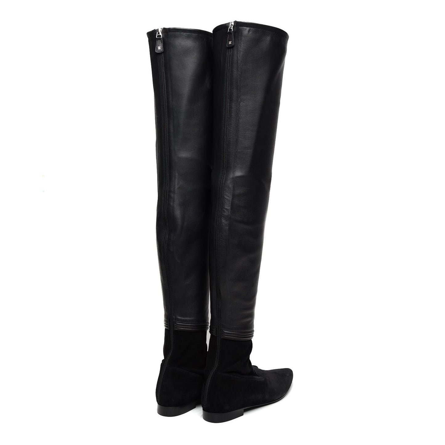 Suede Lambskin Thigh High Boots 40.5 Black