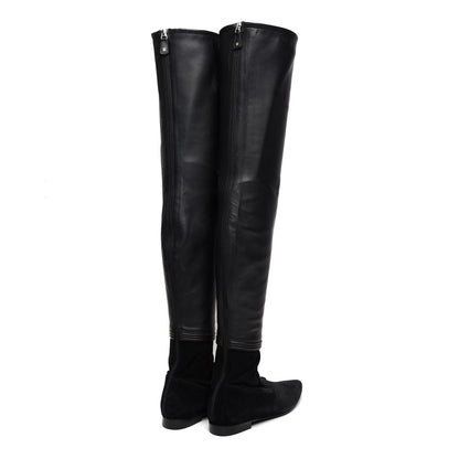 Chanel Suede Lambskin Thigh High Boots 40.5 Black 4 of 12