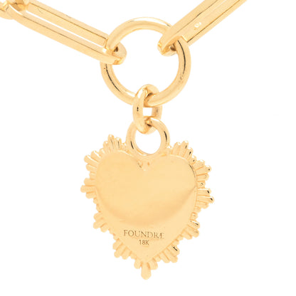 Foundrae 18K Yellow Gold Diamond Miniature Heart Initial Love Classic Fob Clip Chain Bracelet 4 of 5