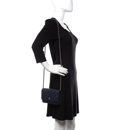 Chanel Caviar Quilted Wallet On Chain WOC Navy Blue 2 of 11