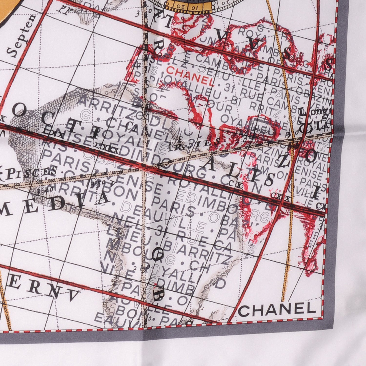 Chanel Silk Map Square Scarf CC 3 of 5