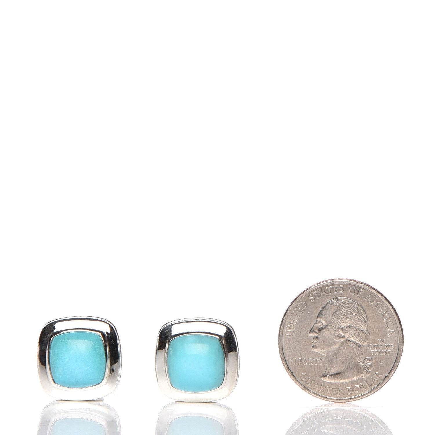 David Yurman Sterling Silver Turquoise 11mm Albion Earrings 2 of 4