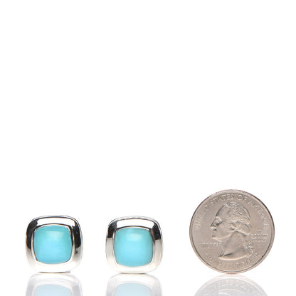 David Yurman Sterling Silver Turquoise 11mm Albion Earrings 2 of 4