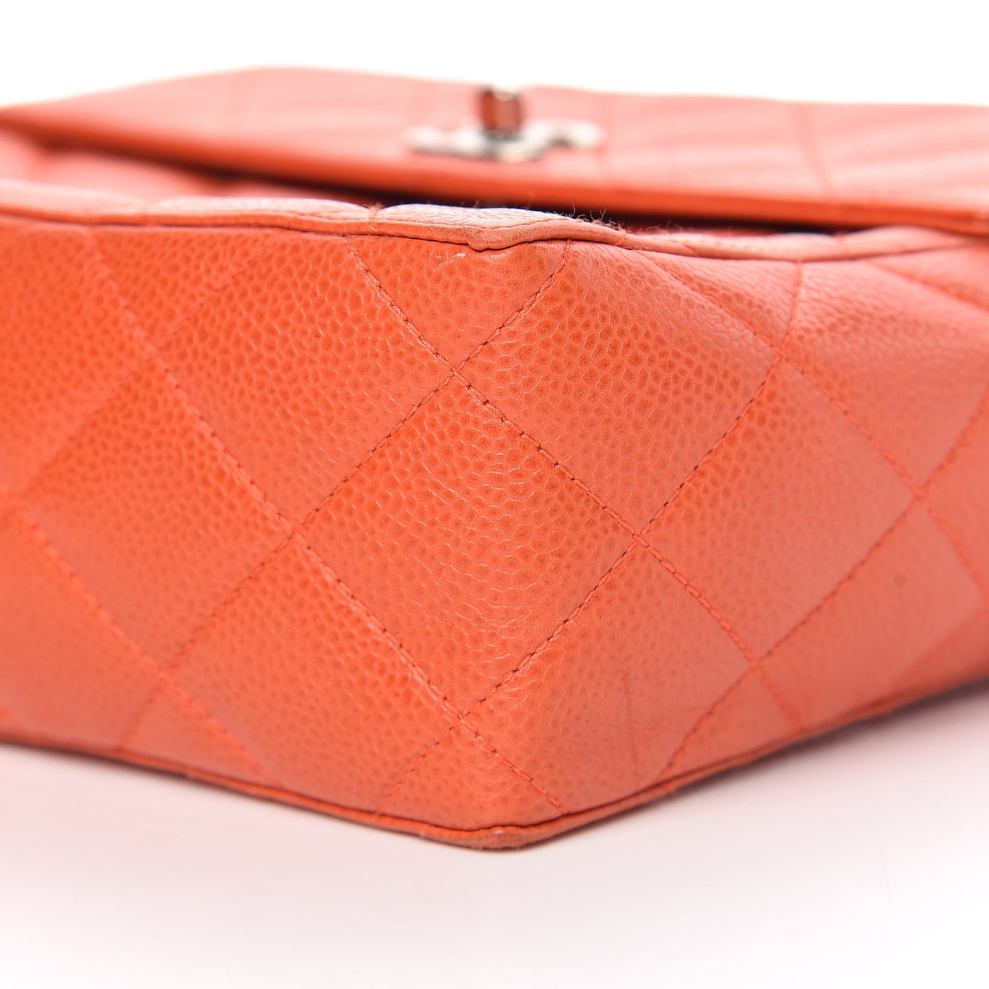 Caviar Quilted Shoulder Bag Orange