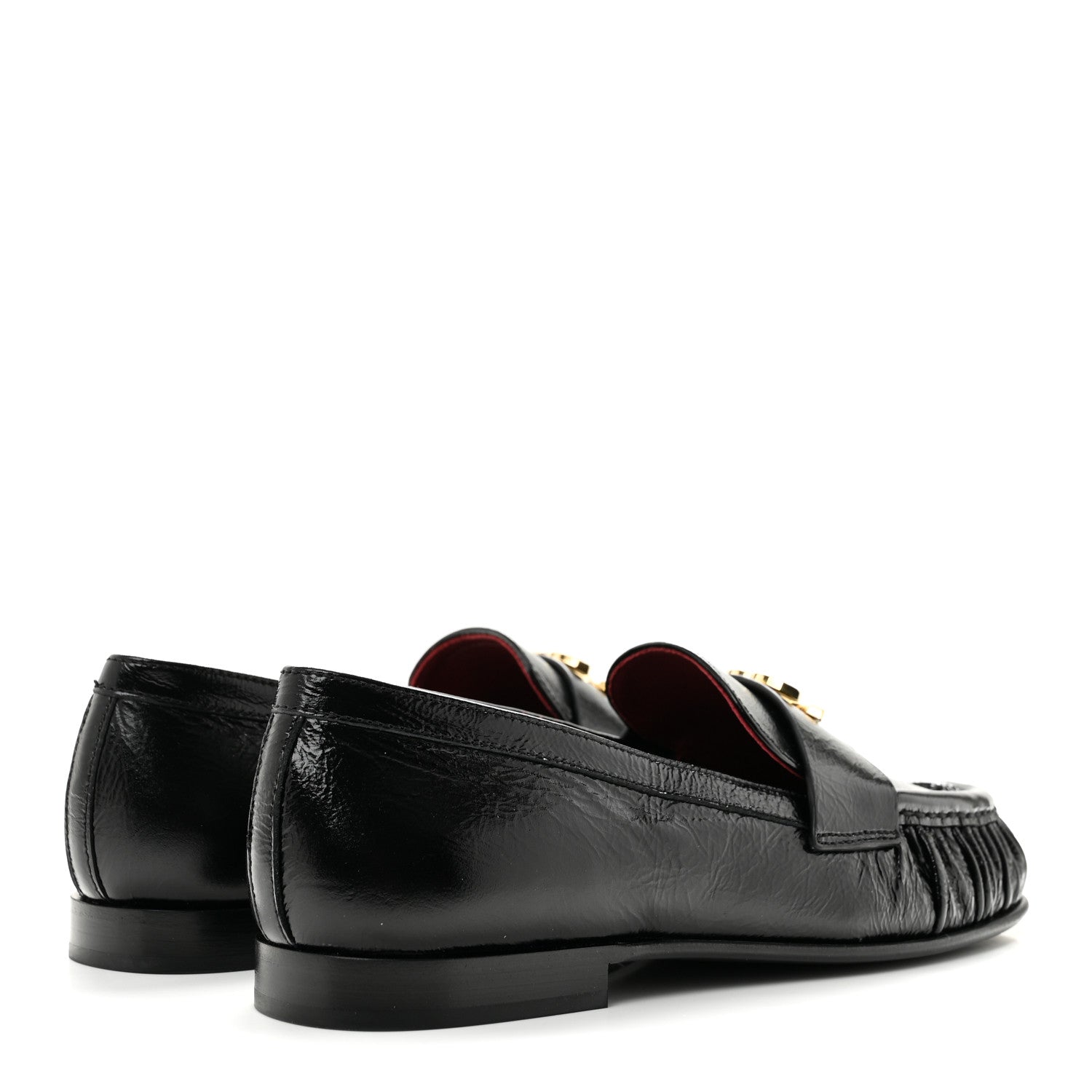 Chanel Crumpled Shiny Lambskin CC Mocassin Loafers 38.5 Black 5 of 10