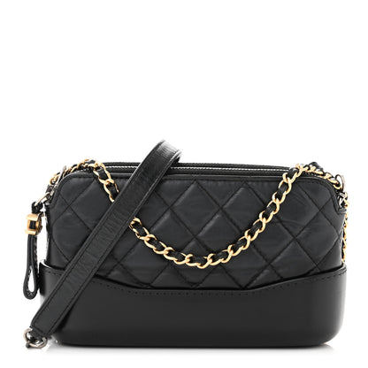 Chanel Aged Calfskin Quilted Small Gabrielle Clutch With Chain Black 1 of 12