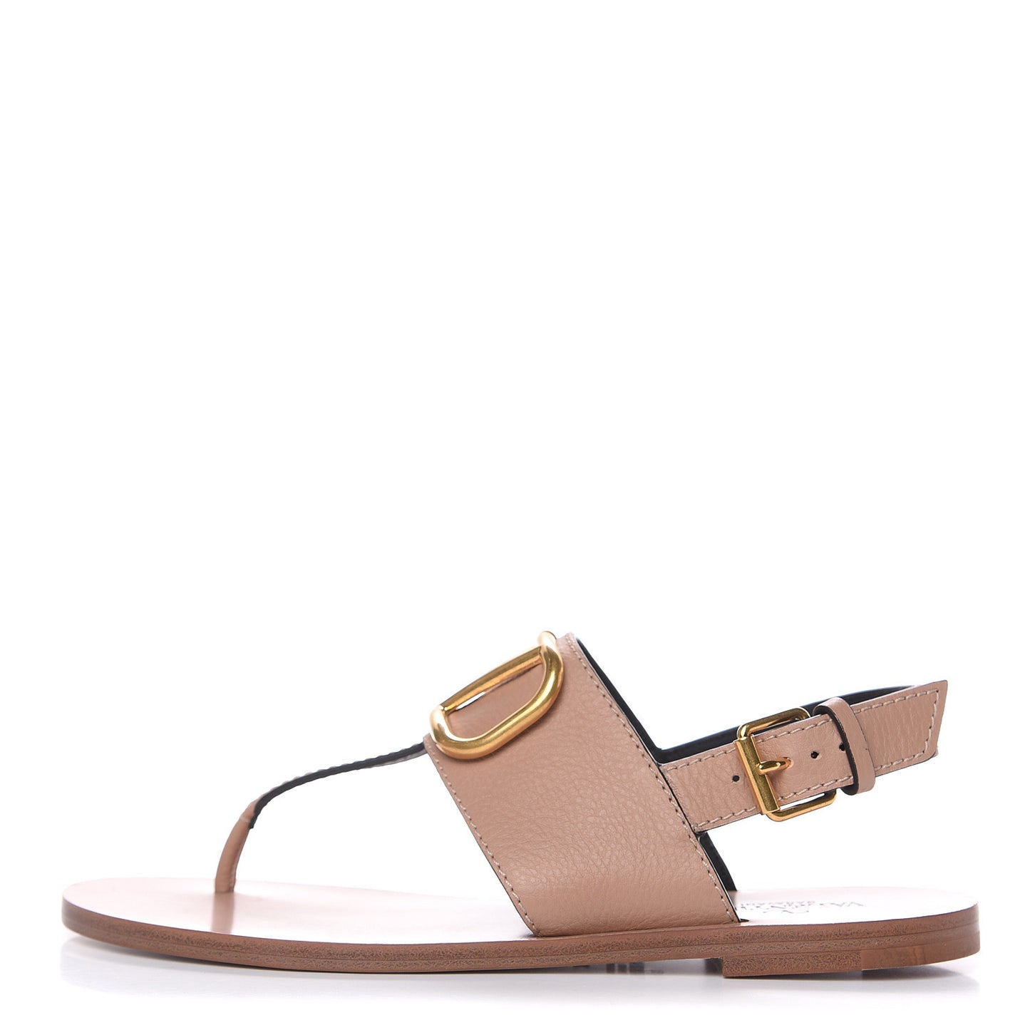 Grainy Cowhide Vlogo Slingback Flat Thong Sandals 36.5 Rose Cannelle