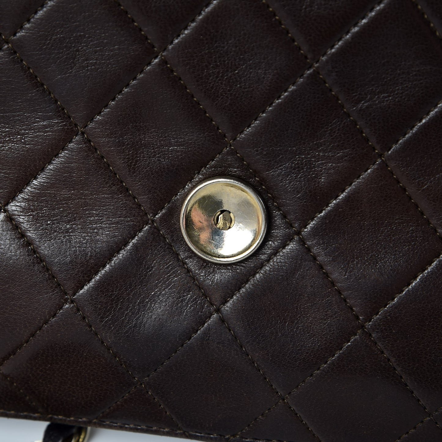 Lambskin Quilted Small Single Flap Brown