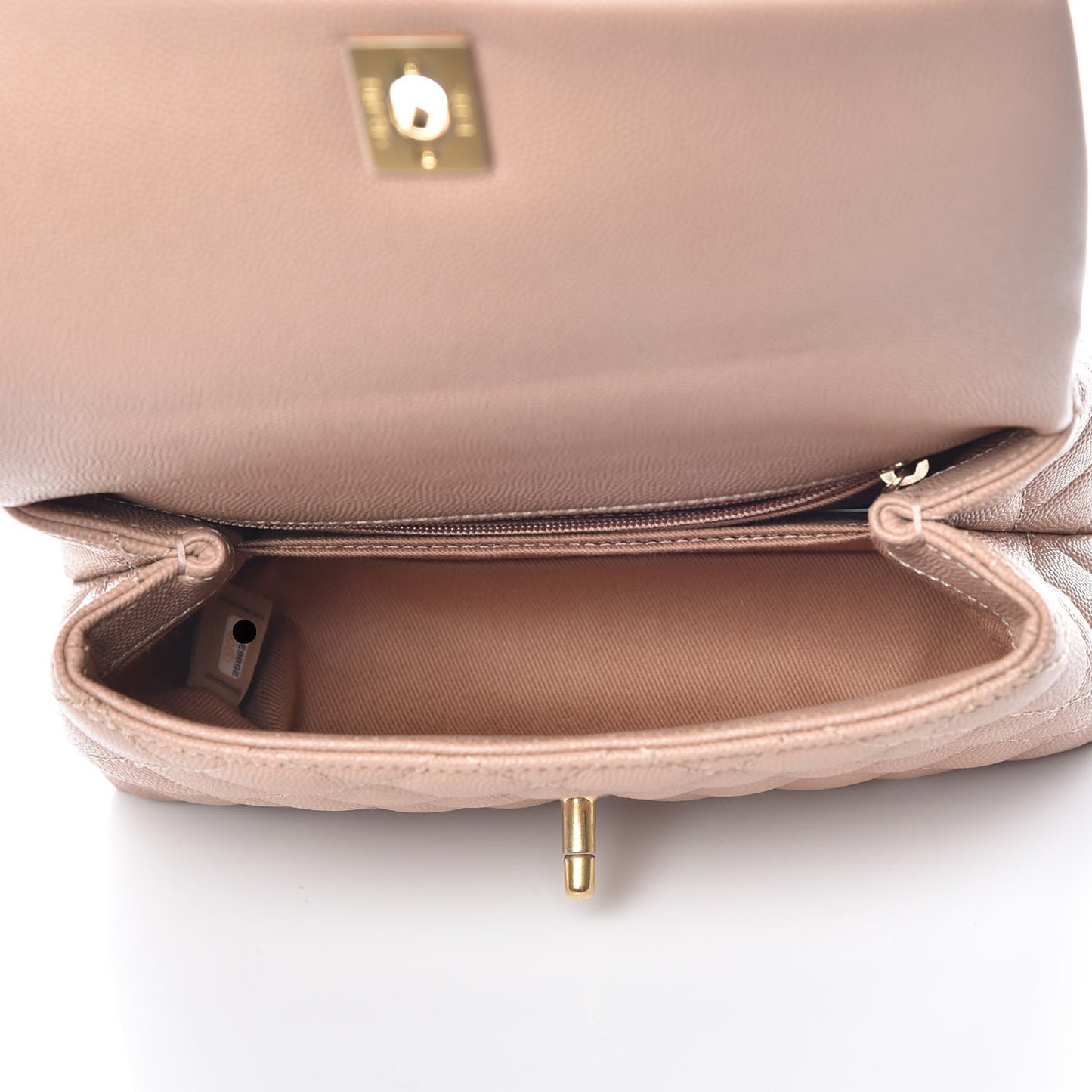 Caviar Quilted Mini Coco Handle Flap Beige