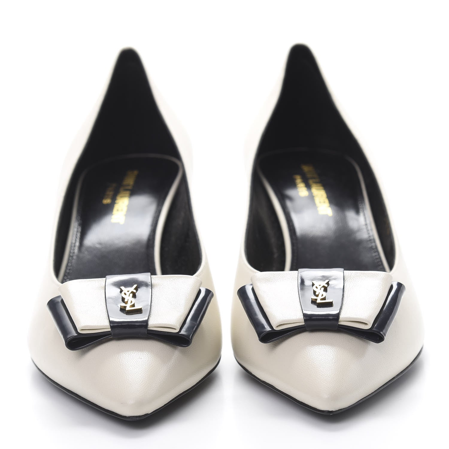 Saint Laurent Calfskin Bow Anais Pumps 38.5 White 2 of 9
