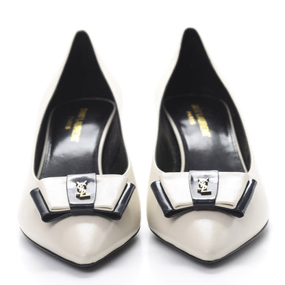 Saint Laurent Calfskin Bow Anais Pumps 38.5 White 2 of 9