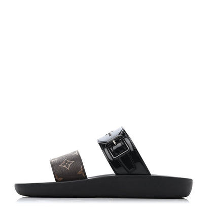 Louis Vuitton Monogram Sunbath Flat Mule Sandals 39 Black 1 of 4