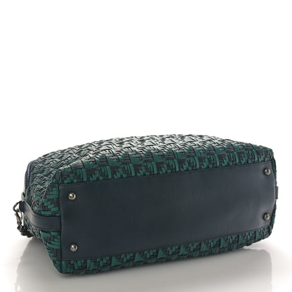 Chanel Calfskin Woven Bowling Bag Green Navy Blue 4 of 9