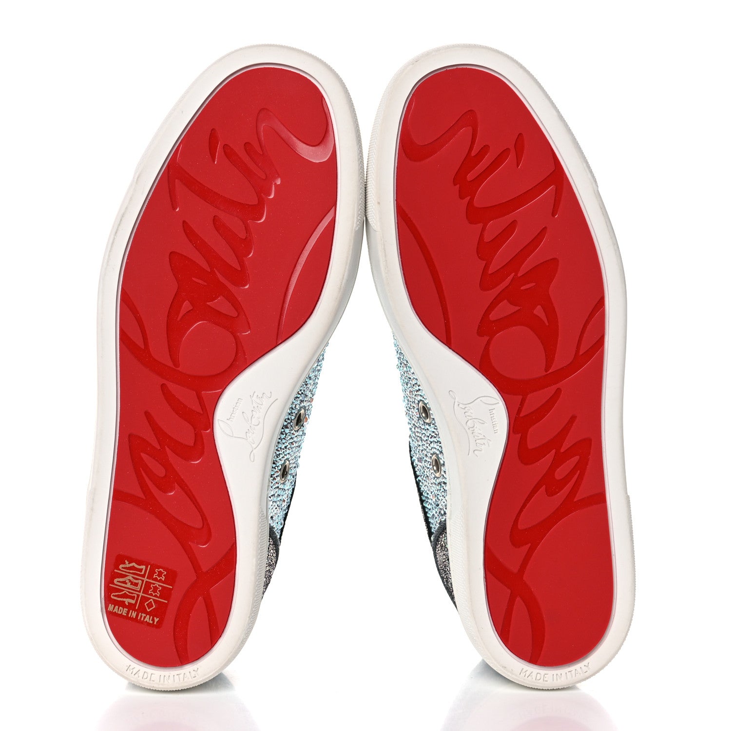 Christian Louboutin Metallic Strass Louis Junior Flat Sneakers 35 Silver AB 5 of 11