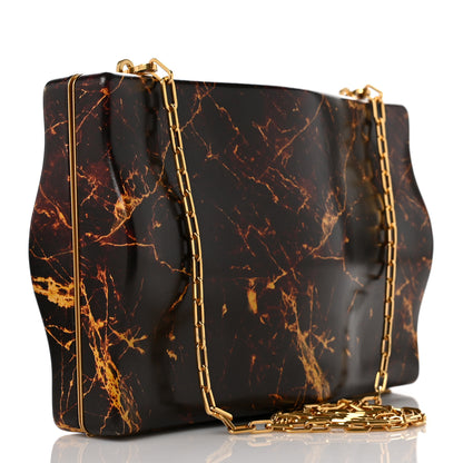 Bottega Veneta Spazzolato Calfskin Chain Clutch Gold Marble 3 of 9