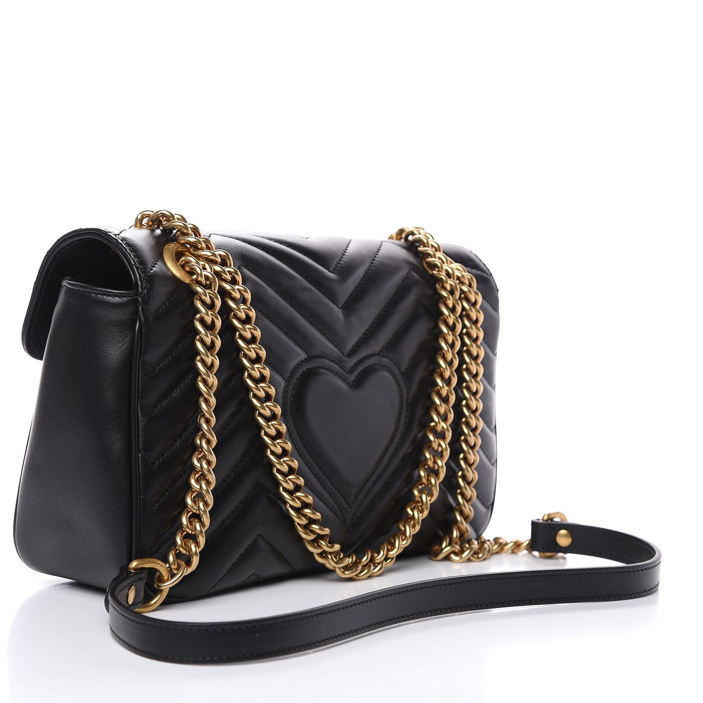 Calfskin Matelasse Small GG Marmont Shoulder Bag Black