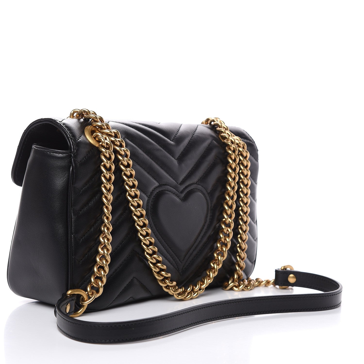 Gucci Calfskin Matelasse Small GG Marmont Shoulder Bag Black 3 of 9