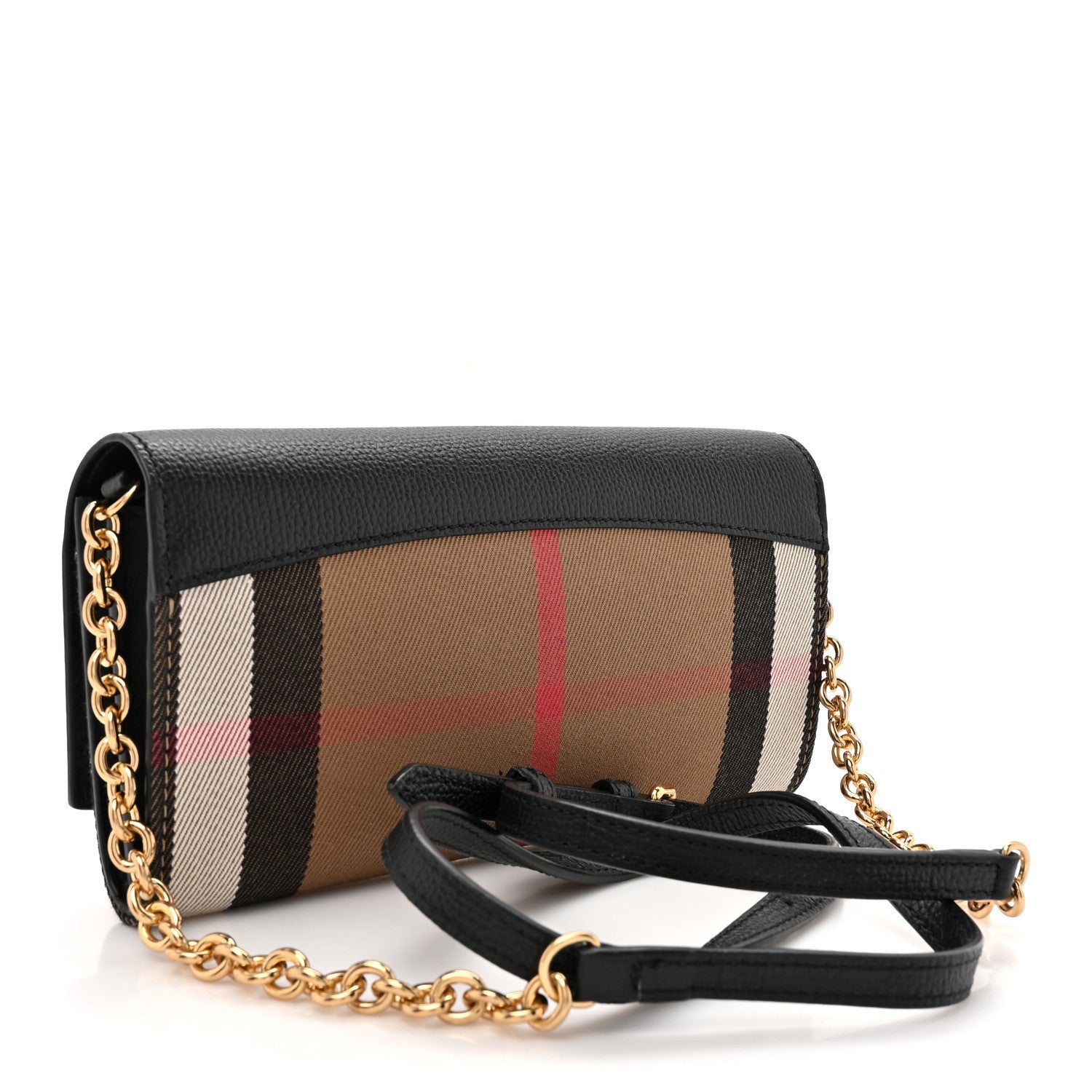 Burberry Calfskin House Check Henley Wallet On Chain Black Black 3 of 10