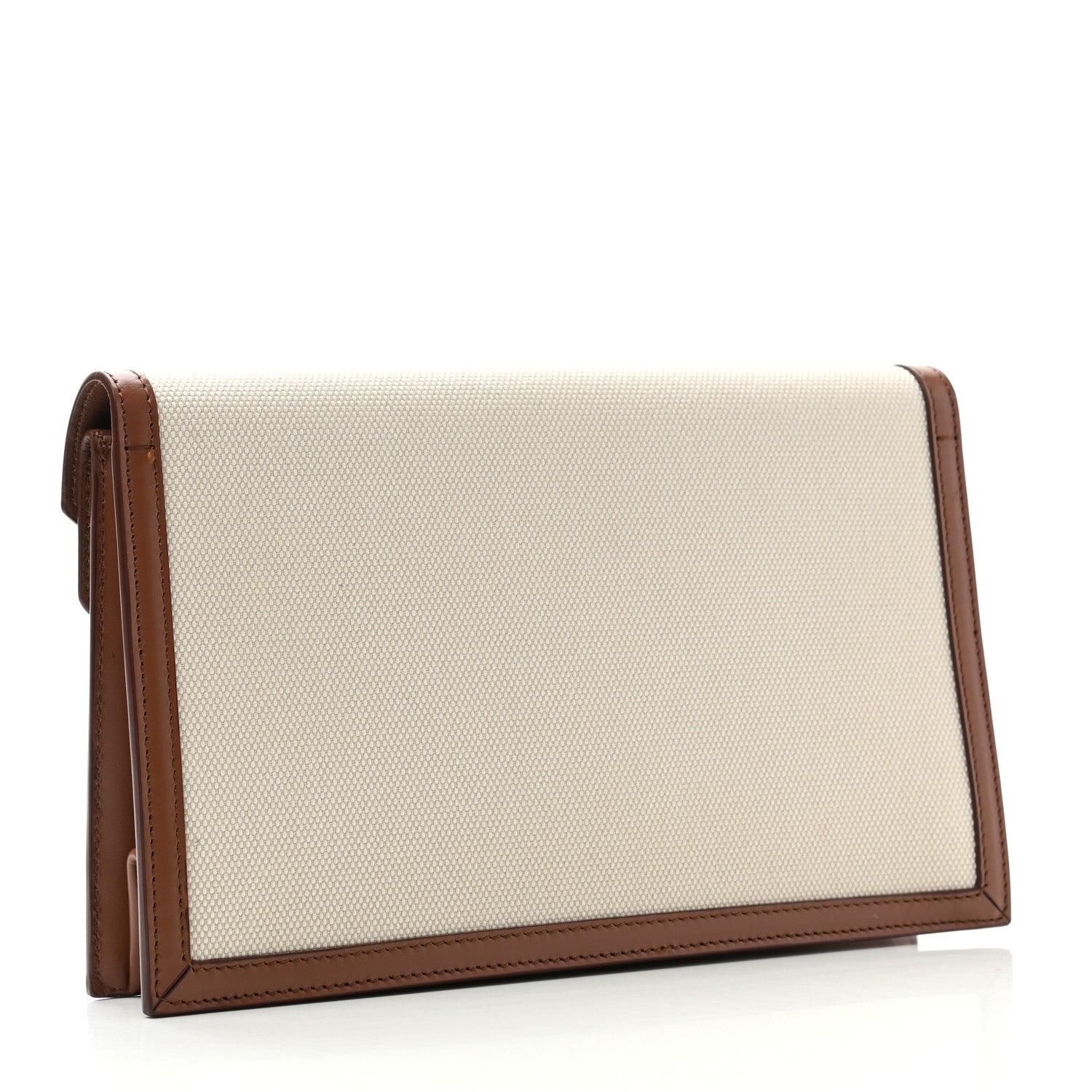 Burberry Canvas Calfskin Small TB Envelope Clutch Natural 3 of 7