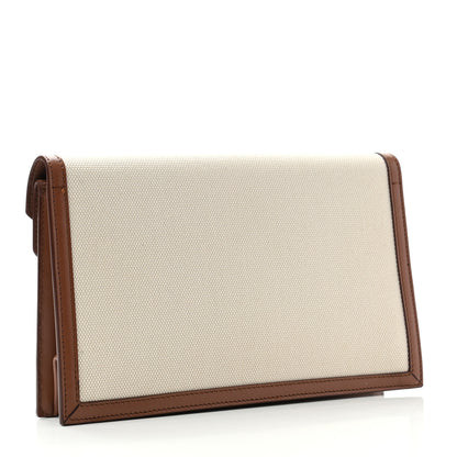 Burberry Canvas Calfskin Small TB Envelope Clutch Natural 3 of 7