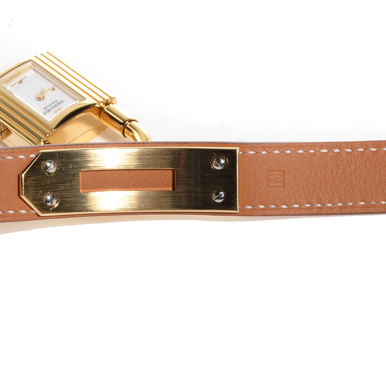 Hermes Stainless Steel Barenia 20mm Kelly Cadena Double Tour Quartz Watch Fauve 8 of 11