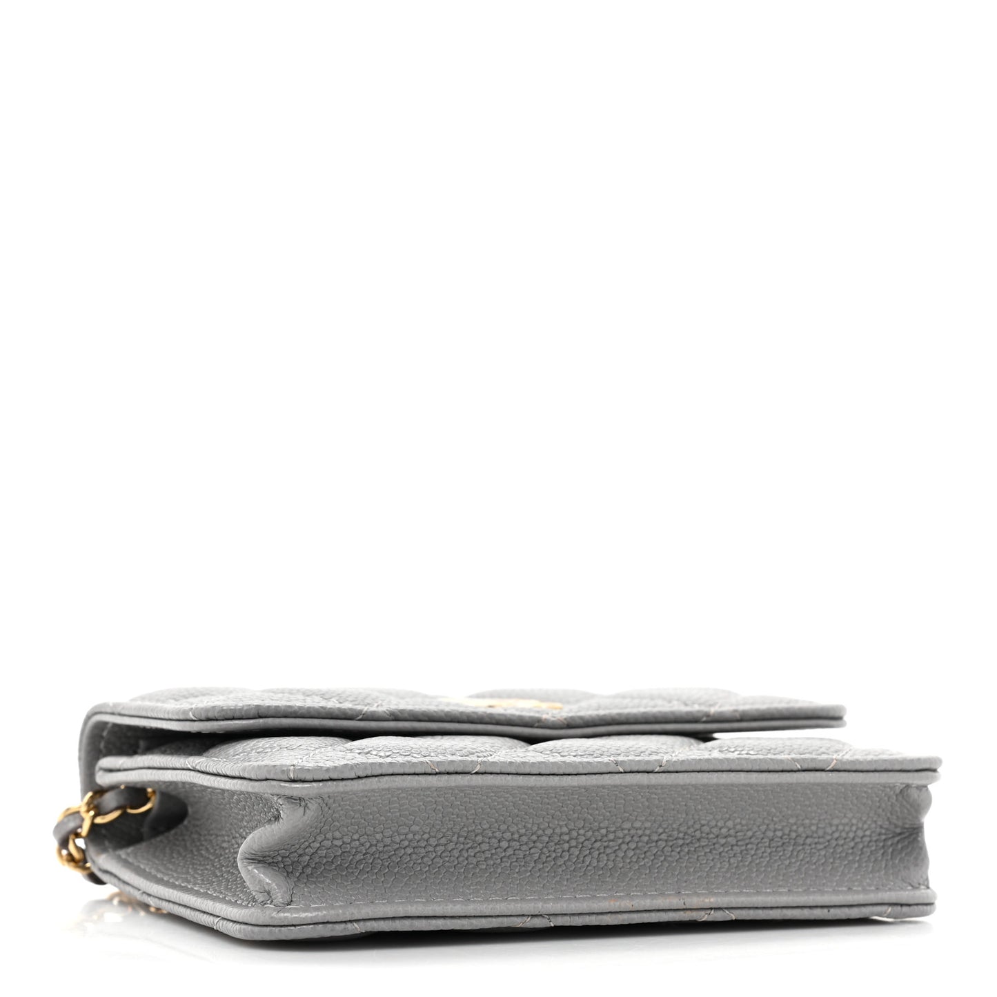 Caviar Quilted Miss Coco Clutch With Chain Grey