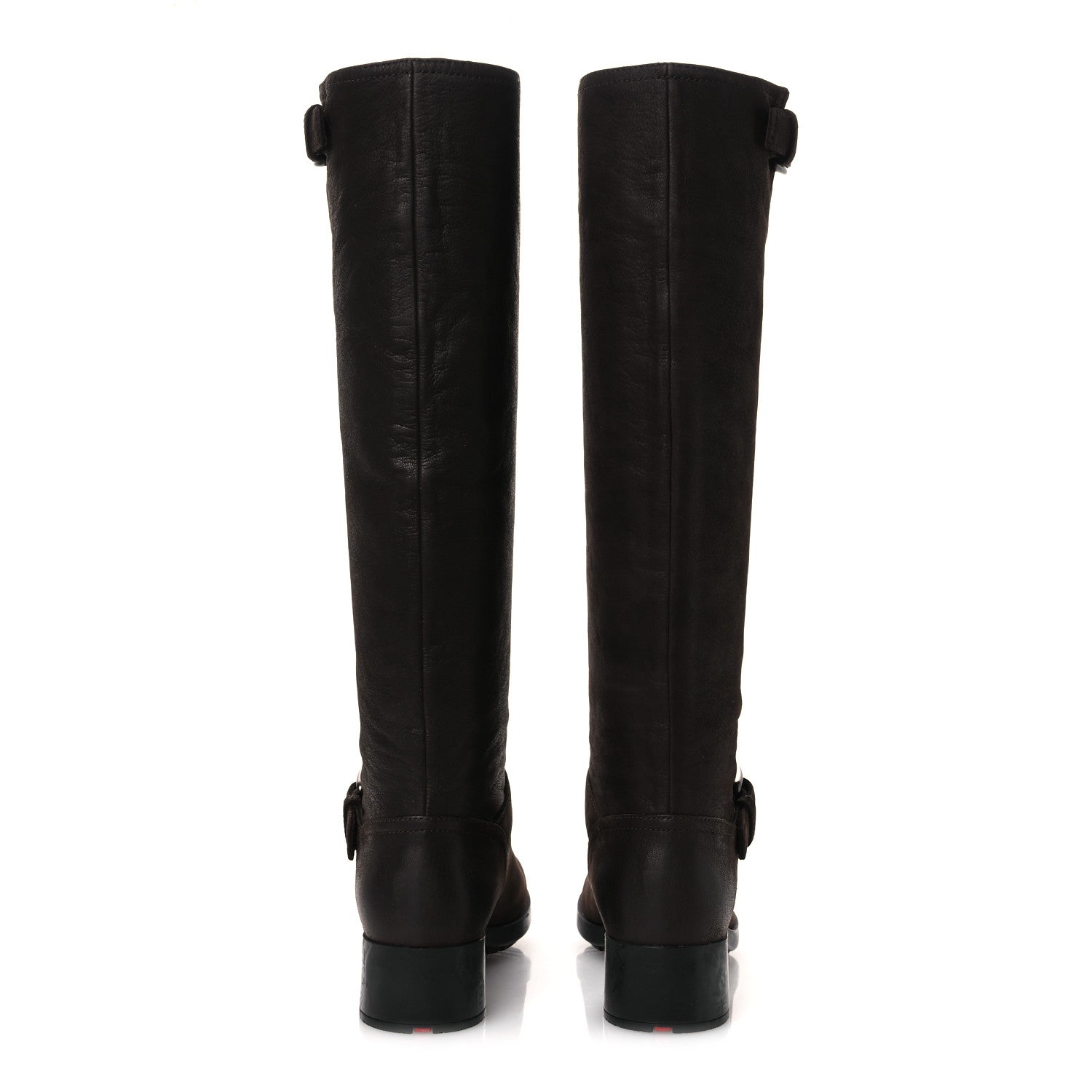 Prada Capra Antic Donna Tall Riding Boots 37 Ebano 6 of 12