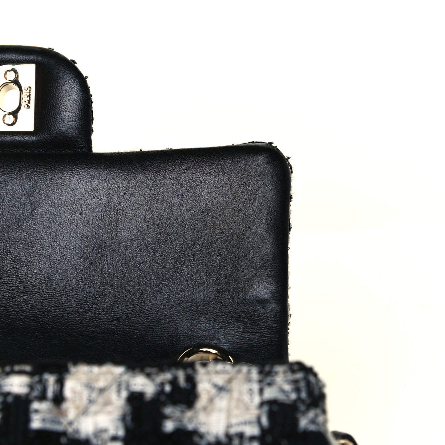 Tweed Quilted Mini Rectangular Flap Black Ecru White