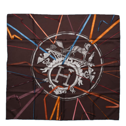 Hermes Silk Attrape Tes Reves Scarf 90 Chocolat Ardoise Taupe 1 of 6