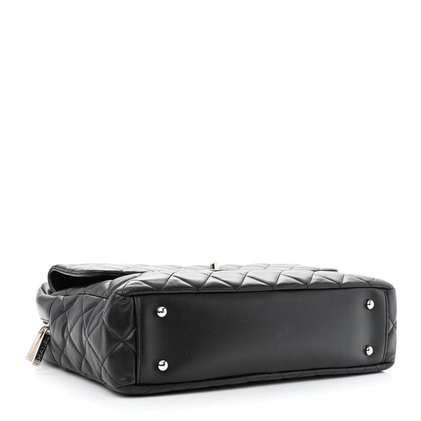 Lambskin Quilted Bowler Flap Shoulder Bag Black