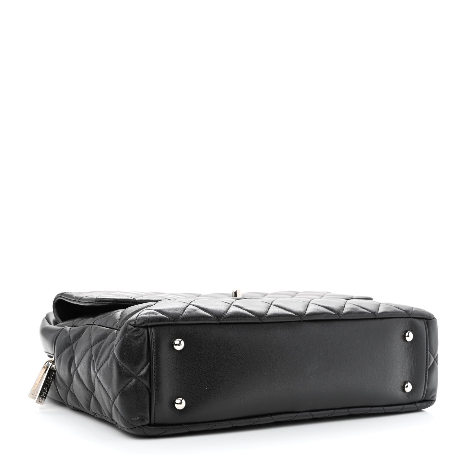 Chanel Lambskin Quilted Bowler Flap Shoulder Bag Black 4 of 12