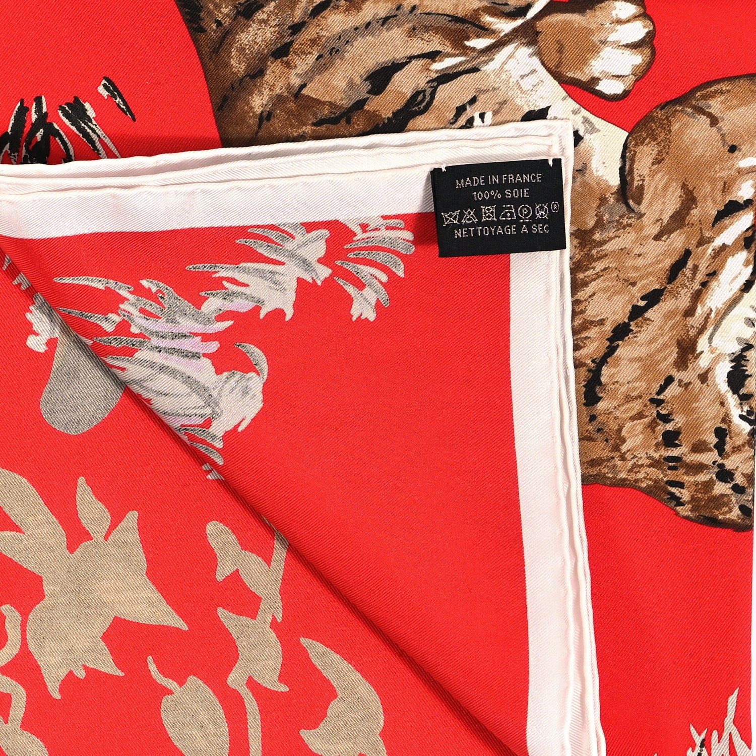 Hermes Silk Les Tigreaux Pocket Square 3 of 4