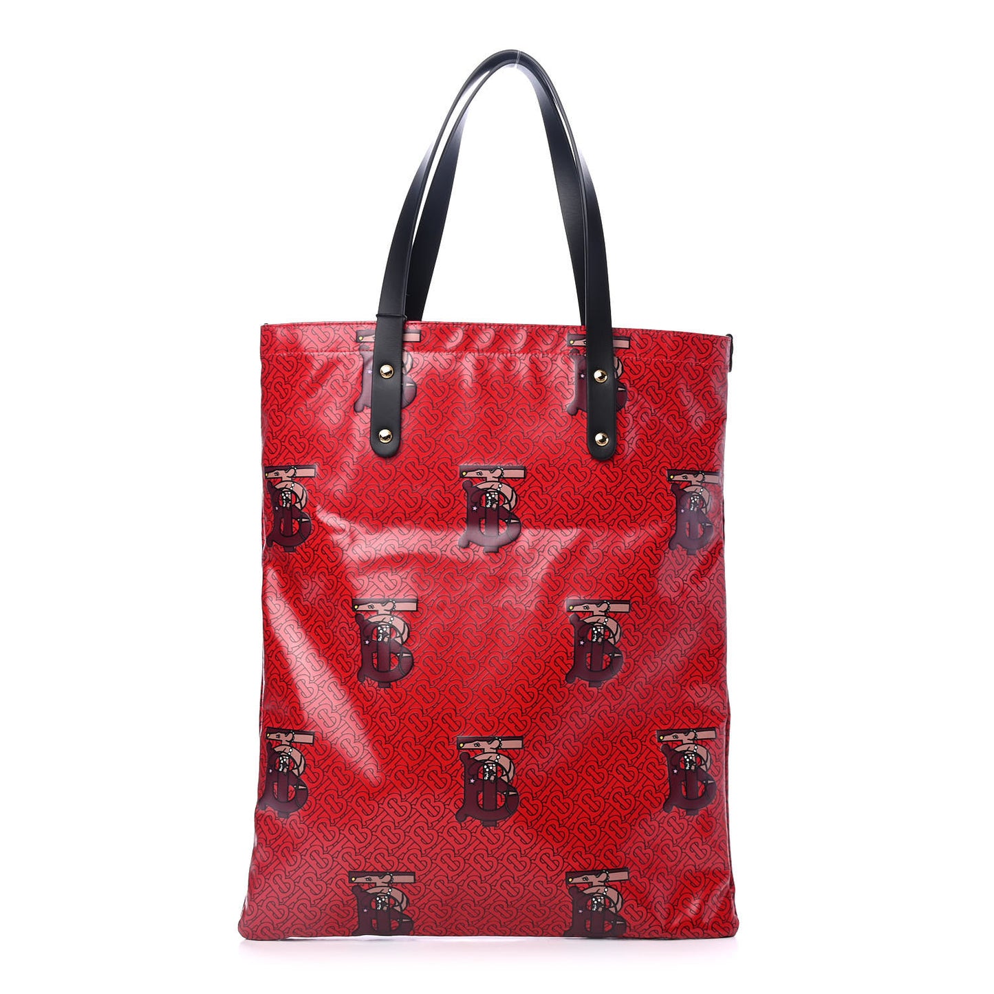 Monogram Flat Tote Bright Red Burgundy