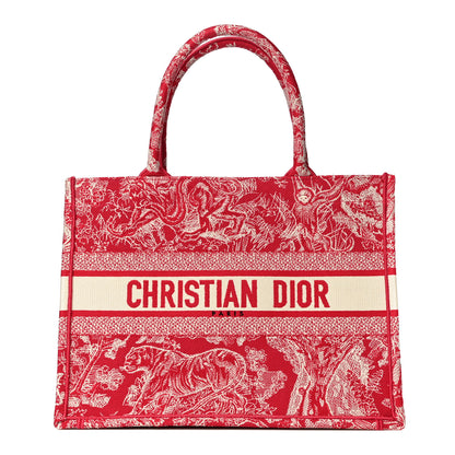 Christian Dior Canvas Embroidered Medium Toile De Jouy Reverse Book Tote Fuchsia 1 of 10