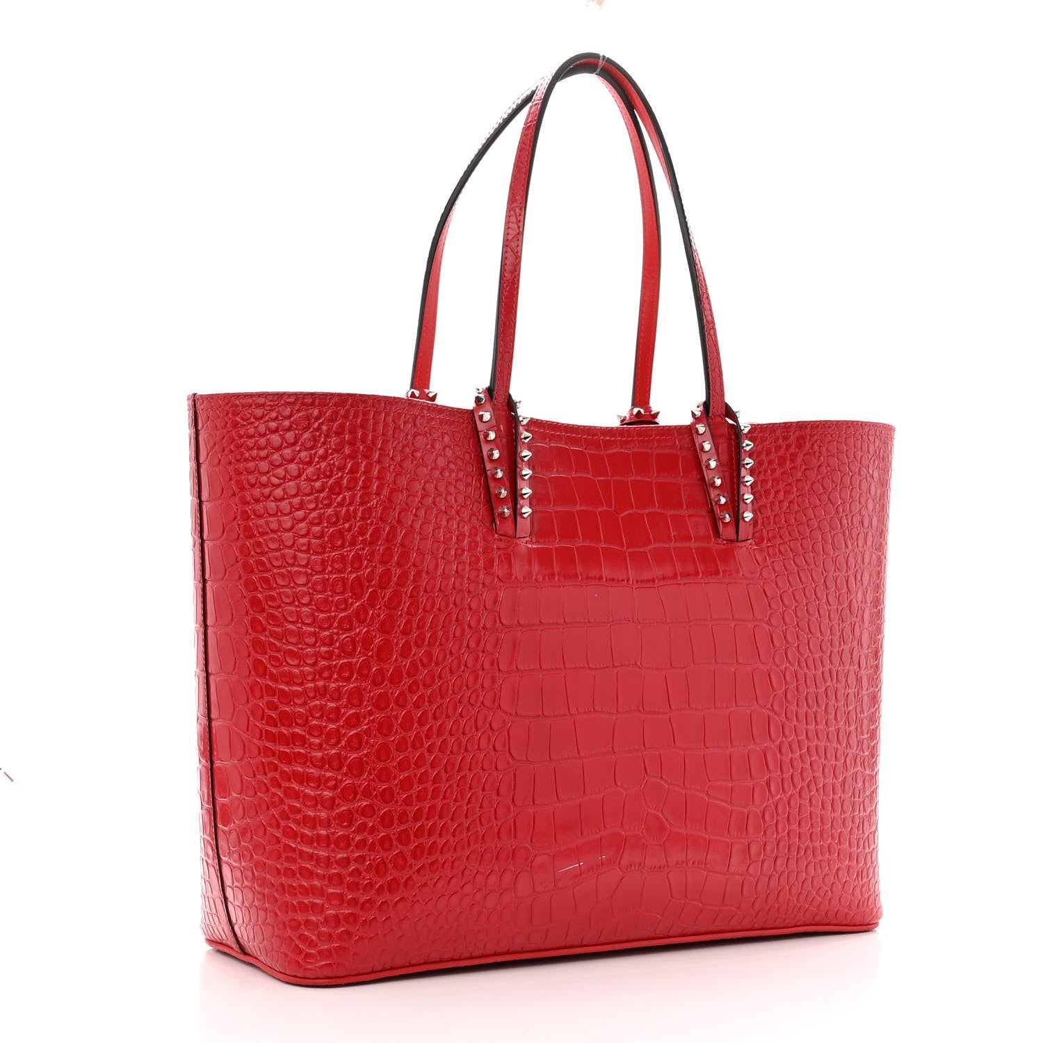 Christian Louboutin Calfskin Crocodile Embossed Spikes East West Cabata Tote 4 of 14