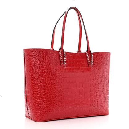 Christian Louboutin Calfskin Crocodile Embossed Spikes East West Cabata Tote 4 of 14