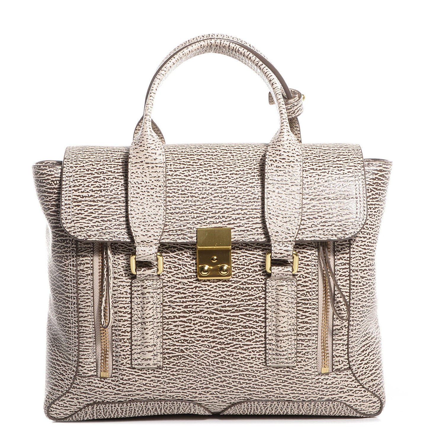 3.1 Shark Embossed Leather Medium Pashli Satchel Antique White Military