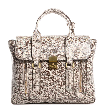 3.1 Phillip Lim 3.1 Shark Embossed Leather Medium Pashli Satchel Antique White Military 1 of 10