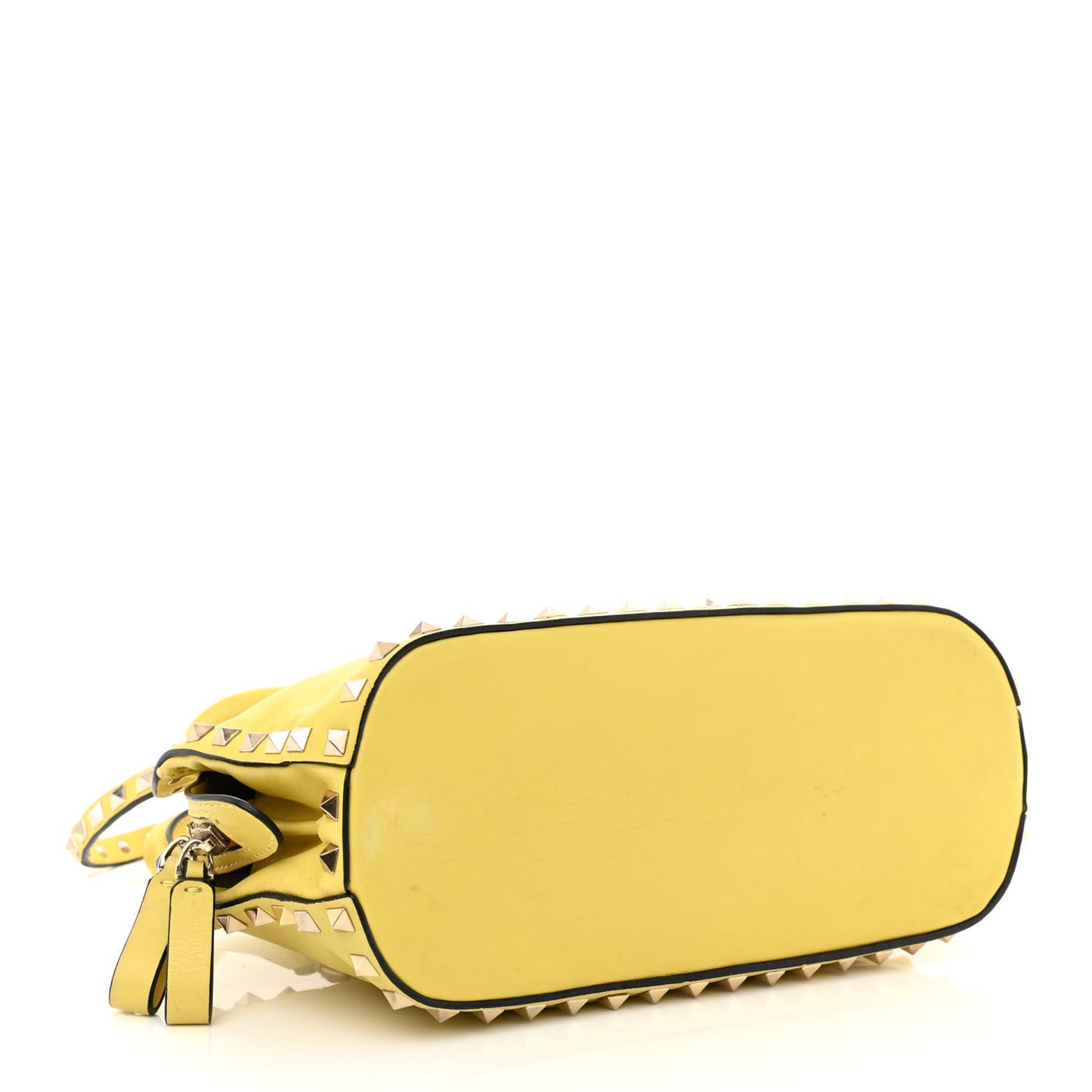 Vitello Rockstud Double Top Handle Satchel Naples Yellow