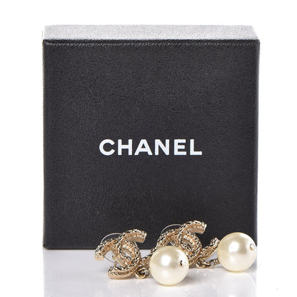 Chanel Pearl CC Drop Earrings Gold 5 of 5