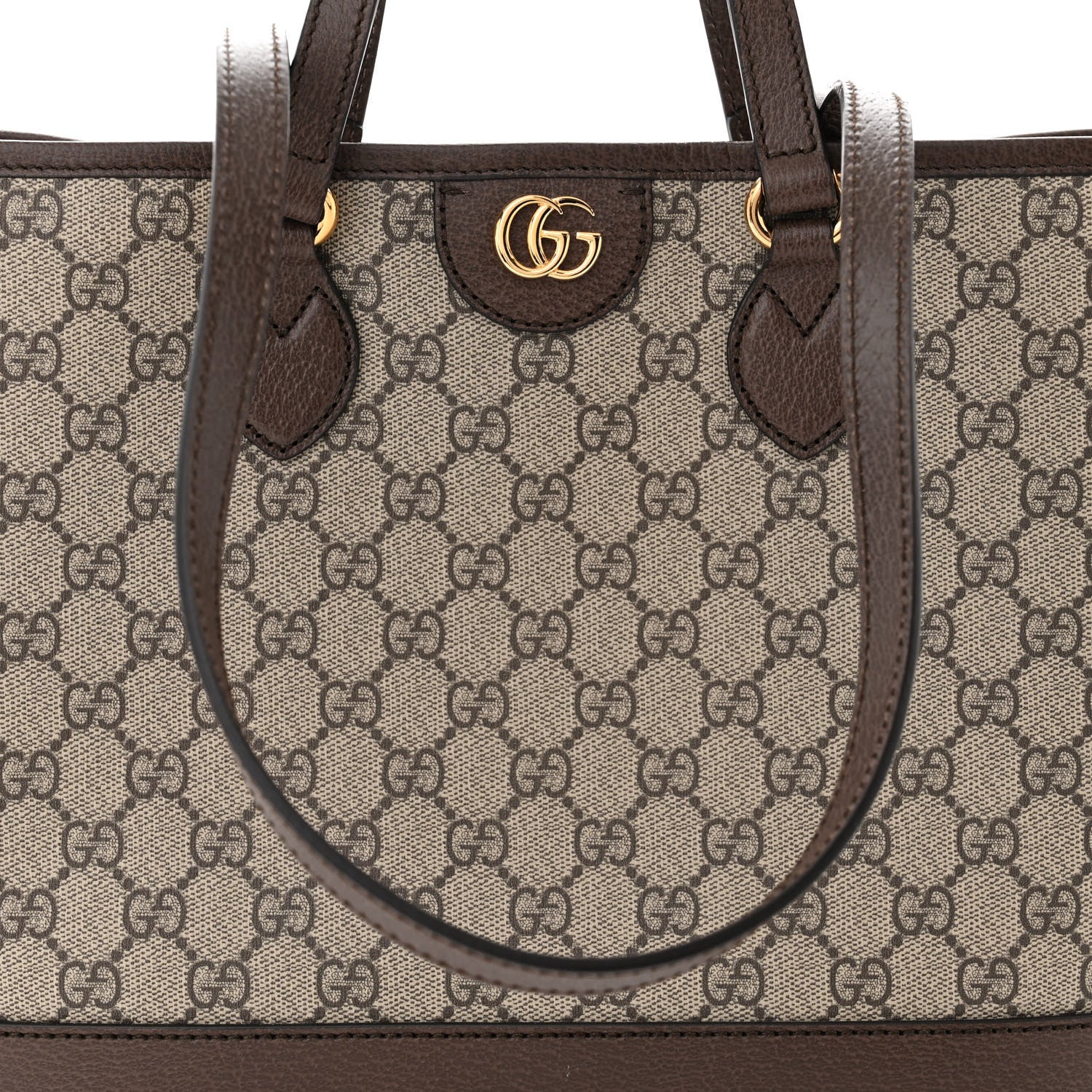 Gucci GG Supreme Monogram Textured Calfskin Small Ophidia Shoulder Tote Bag Beige Ebony New Acero 8 of 11