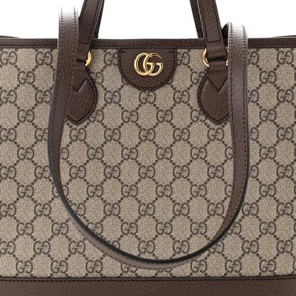 Gucci GG Supreme Monogram Textured Calfskin Small Ophidia Shoulder Tote Bag Beige Ebony New Acero 8 of 11