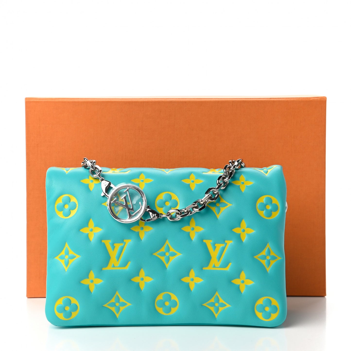 Lambskin Embossed Monogram Vuittamins Pochette Coussin Menthe Jaune
