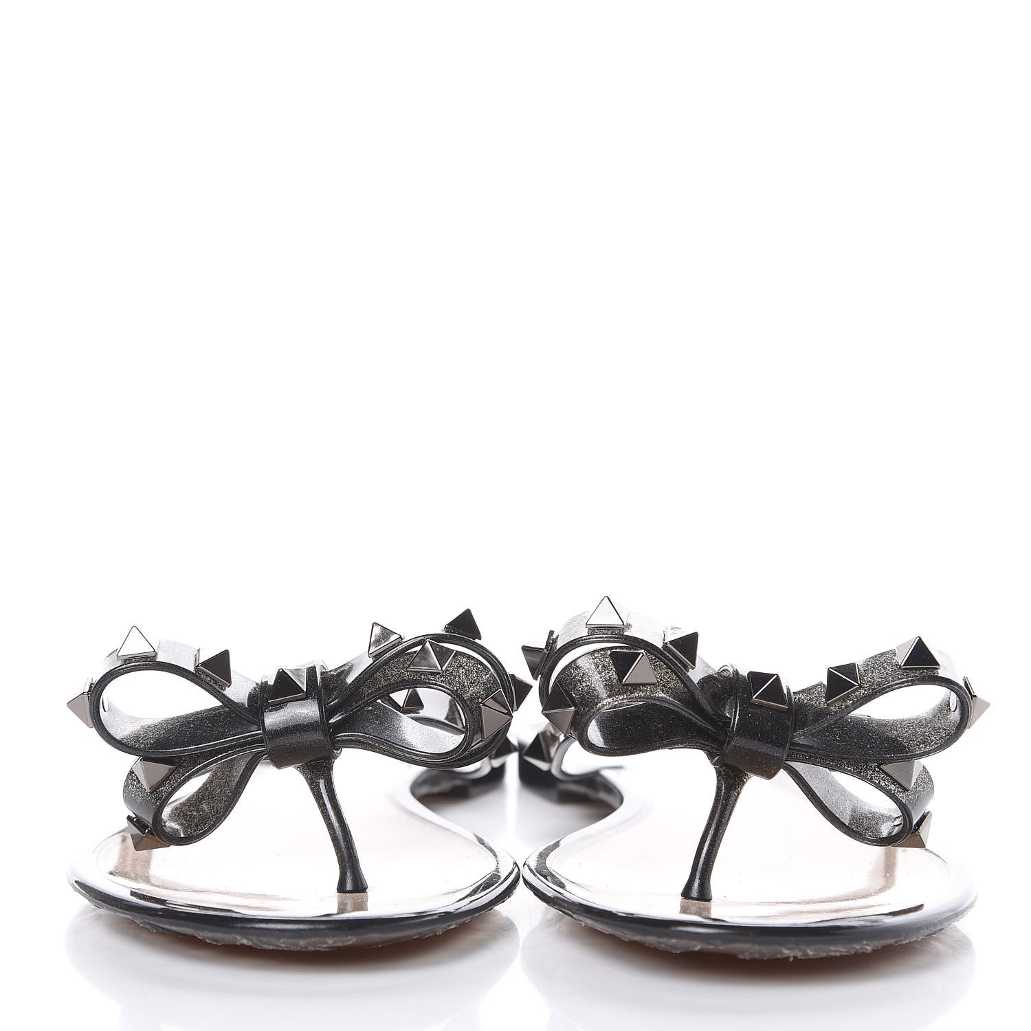 Valentino Garavani PVC Jelly Rockstud Bow Thong Sandals 38 Black 2 of 7