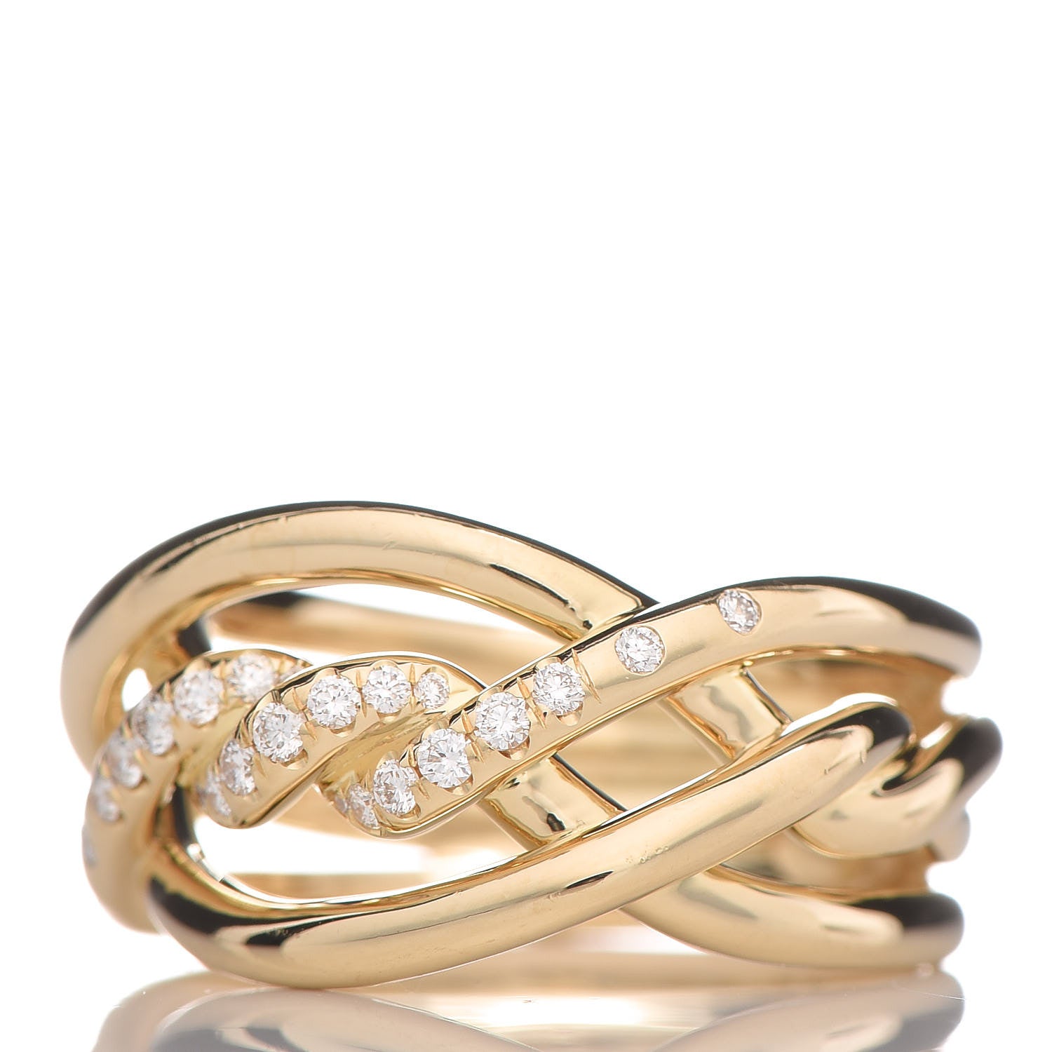 David Yurman 18K Yellow Gold Diamond 11.5mm Continuance Ring 53 6.5 3 of 5
