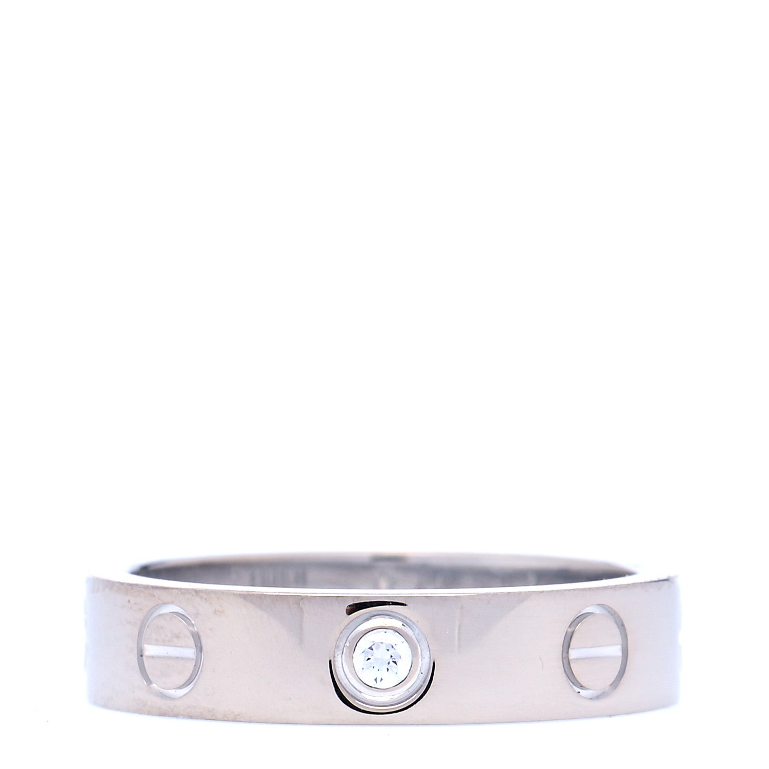 Cartier 18K White Gold Diamond 4mm LOVE Wedding Band Ring 49 4.75 1 of 6